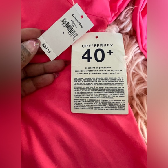 Bundle-NWT Kid pink Rash guard size L/10, and floppy straw hat with gold NWOT - Picture 5 of 10